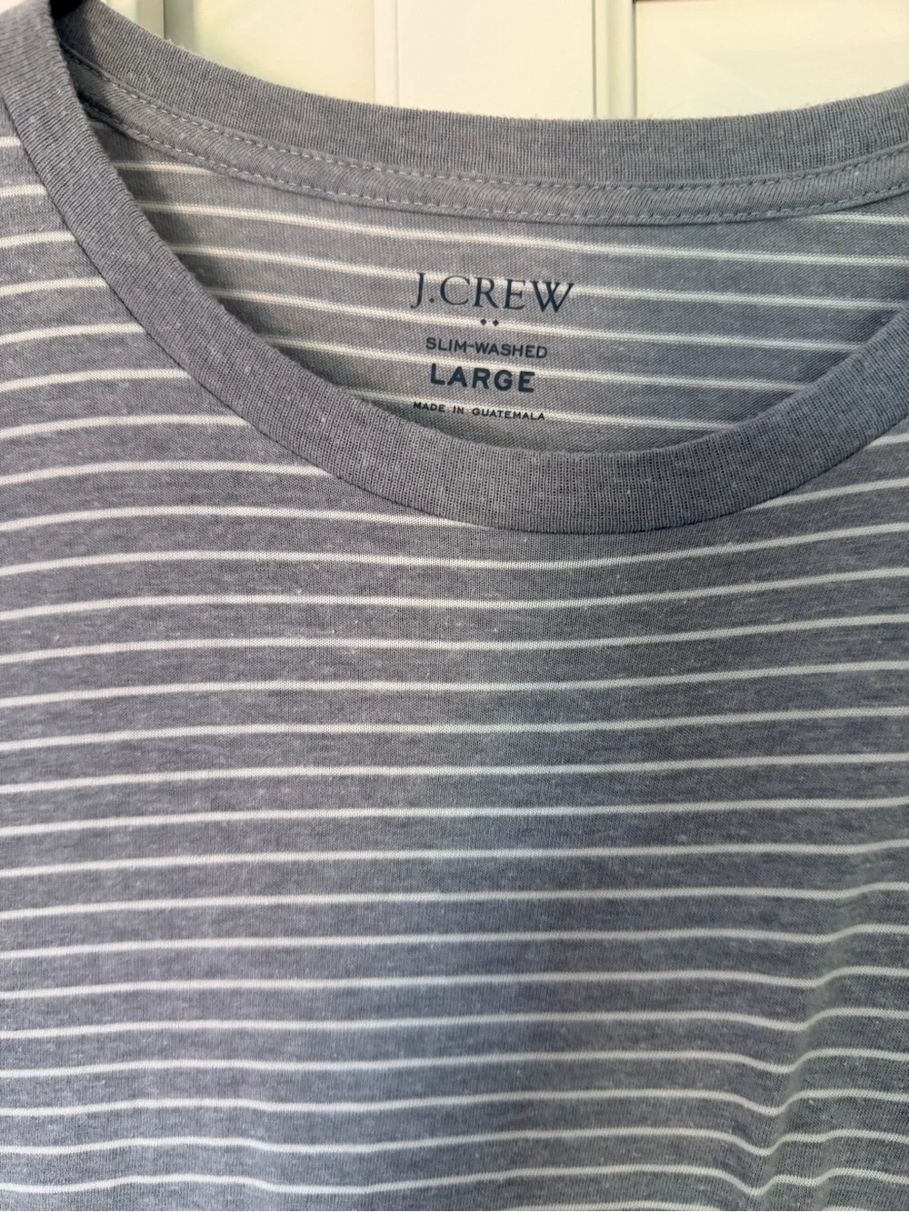 J. Crew Large Gray and White Striped Short Sleeve Tee